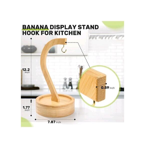 Banana Hanger, Bamboo Banana Holder with Snack Box, Banana Stand Kitchen - Picture 2 of 6